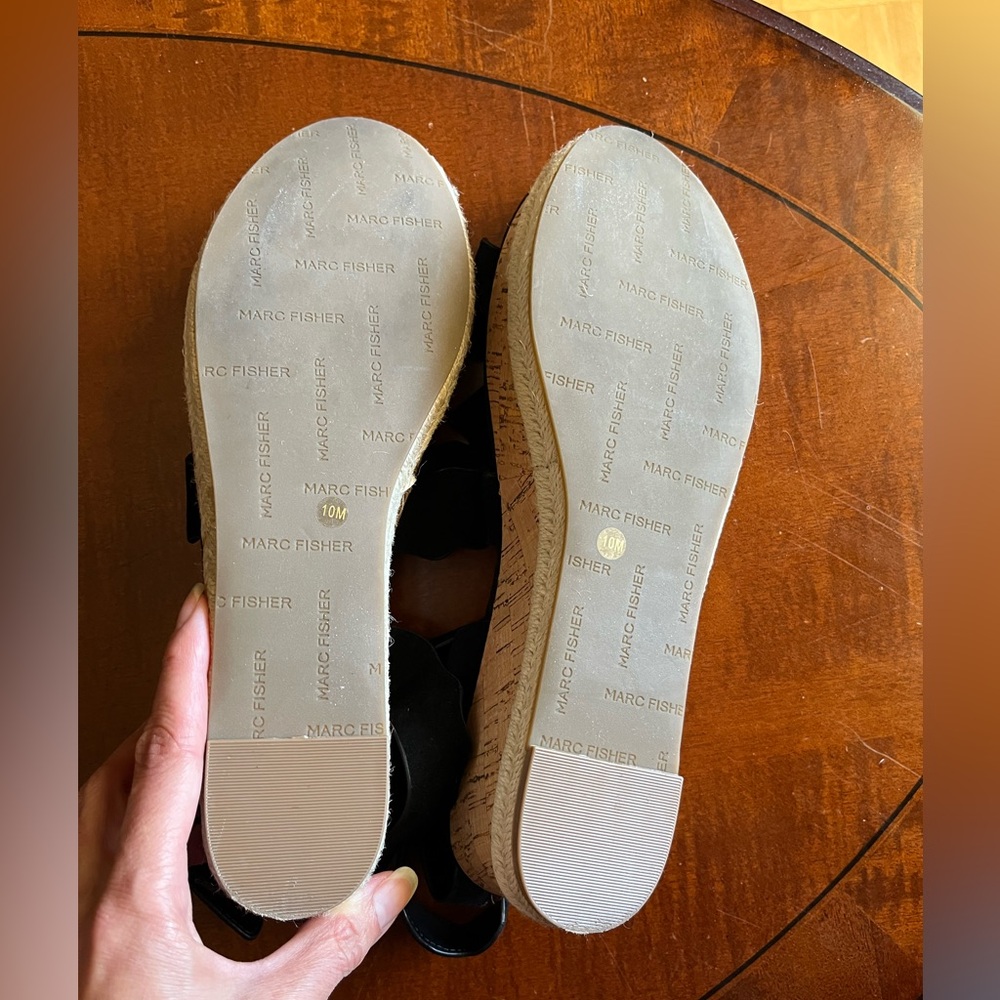 Marc Fisher Espadrilles / Wedges / Platforms Suede Leather, Ankle Strap Black 10 - Picture 10 of 11